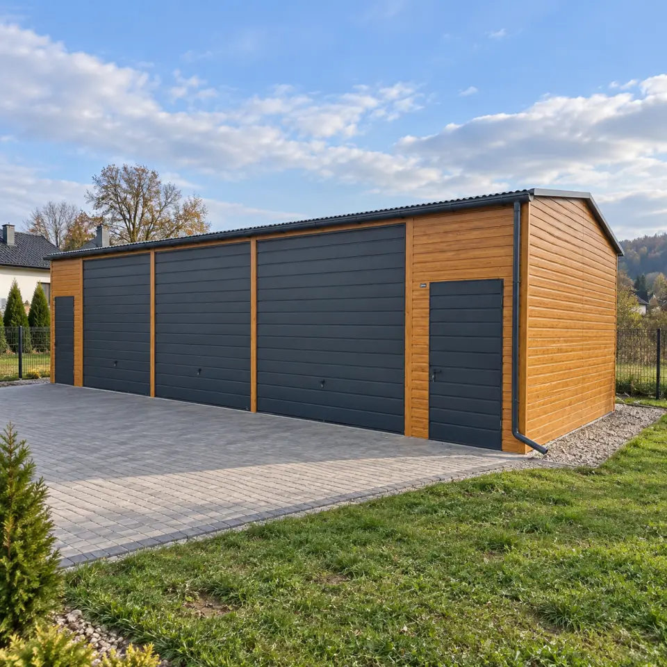 Garaż blaszany 12×6 Złoty Dąb + Grafit